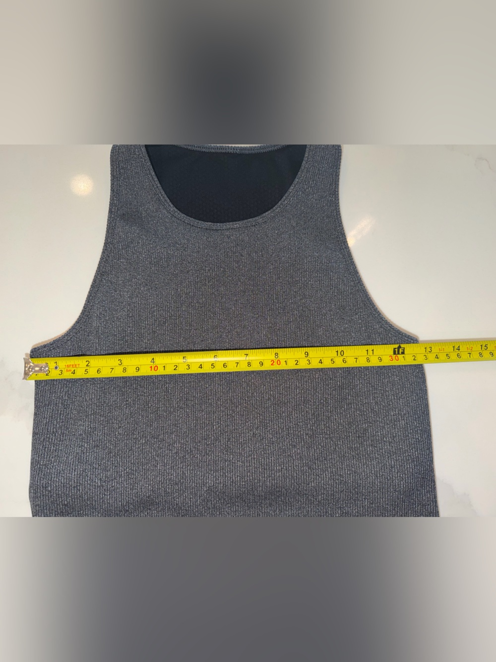 Vuori Gray Ribbed Cropped Performance Tank Top Athletic Lounge - Picture 4 of 5